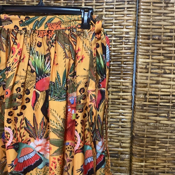 EUC Rachel Zoe Womens Yellow Animal Jungle Print Tropical Tiered Maxi Skirt XS - Picture 5 of 10
